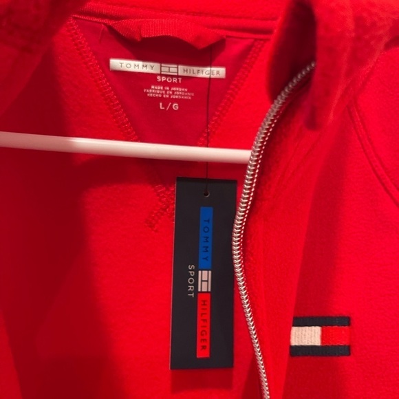 Tommy Hilfiget Red Fleece Zipper Down Jacket.Size L - Picture 11 of 15
